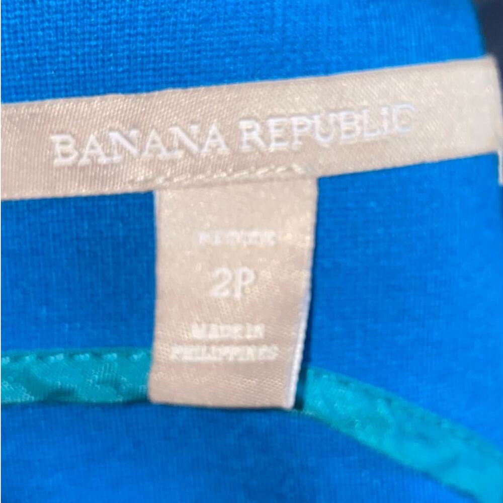 Banana Republic Bright Teal Blue Sleeveless V-Neck A-Line Sheath Dress Size 2P - Picture 6 of 7